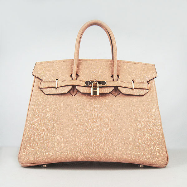 High Quality Fake Hermes Birkin 35CM Pearl Veins Leather Bag Orange 6089 - Click Image to Close